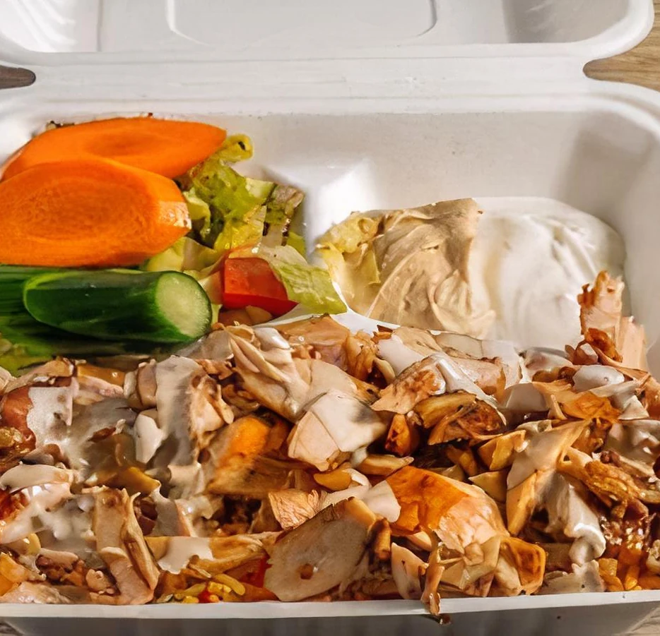 Chicken shawarma plate with rice and salad at Donya Kebab in London, Ontario