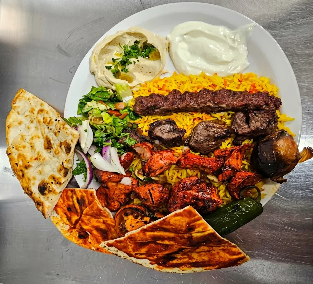 Freshly prepared Middle Eastern plates served at family owned Donya Kebab on Wellington Road, London, Ontario