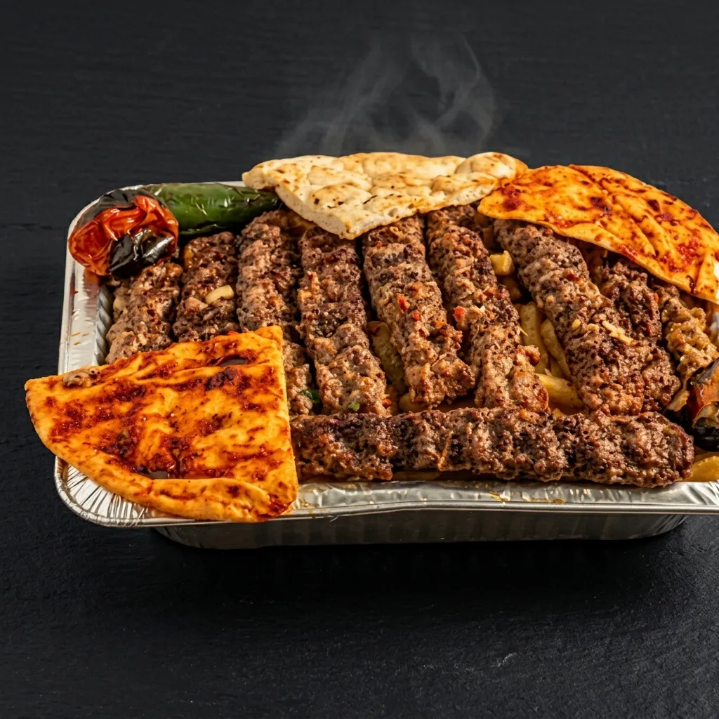 Iraqi-style beef kebab skewers on the charcoal grill at Donya Kebab in London, Ontario