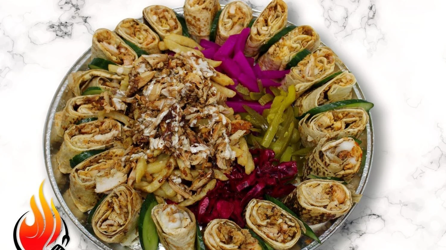 Chicken shawarma wrap with garlic sauce at Donya Kebab, a halal Middle Eastern restaurant in London, Ontario